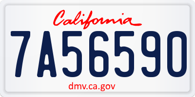 CA license plate 7A56590