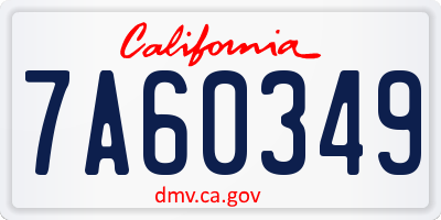 CA license plate 7A60349