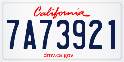 CA license plate 7A73921