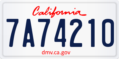 CA license plate 7A74210