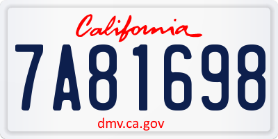 CA license plate 7A81698