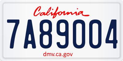 CA license plate 7A89004