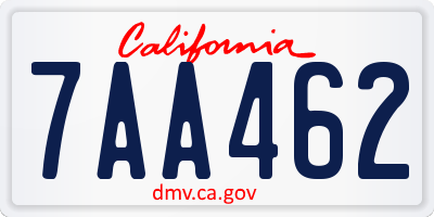 CA license plate 7AA462