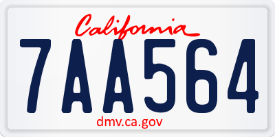 CA license plate 7AA564