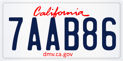 CA license plate 7AAB86