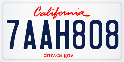 CA license plate 7AAH808