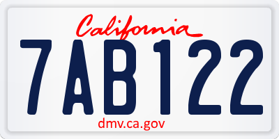 CA license plate 7AB122