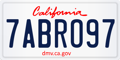 CA license plate 7ABRO97