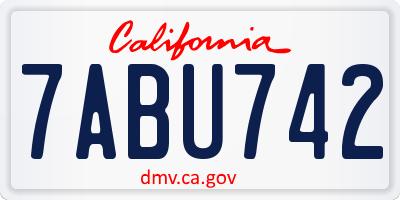 CA license plate 7ABU742