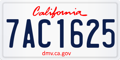 CA license plate 7AC1625