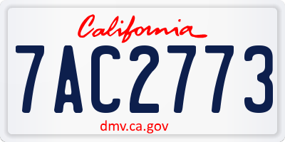 CA license plate 7AC2773