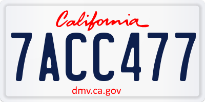 CA license plate 7ACC477