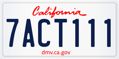 CA license plate 7ACT111