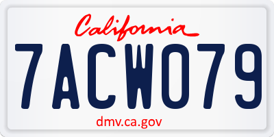CA license plate 7ACW079