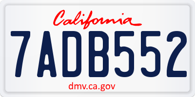 CA license plate 7ADB552