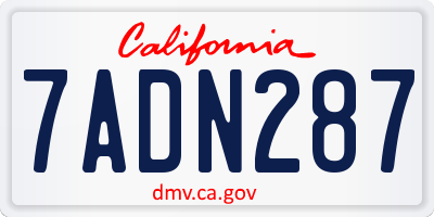 CA license plate 7ADN287