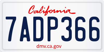 CA license plate 7ADP366