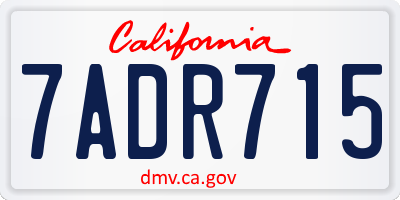 CA license plate 7ADR715