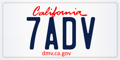 CA license plate 7ADV