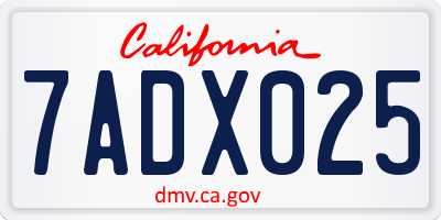CA license plate 7ADX025