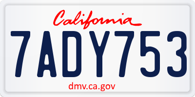 CA license plate 7ADY753