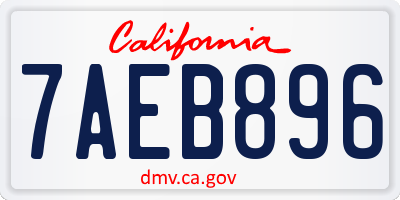 CA license plate 7AEB896