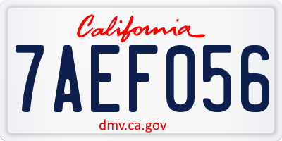 CA license plate 7AEF056