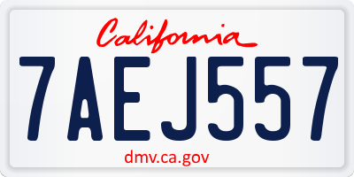 CA license plate 7AEJ557