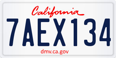 CA license plate 7AEX134