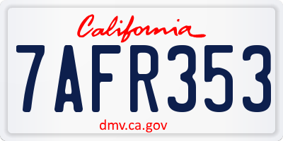 CA license plate 7AFR353