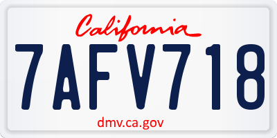 CA license plate 7AFV718