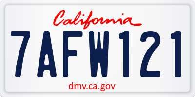 CA license plate 7AFW121
