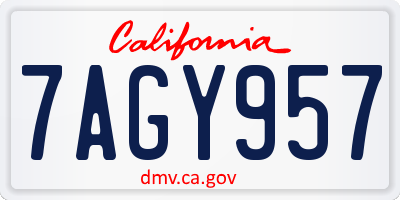 CA license plate 7AGY957