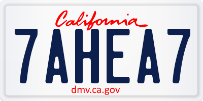 CA license plate 7AHEA7