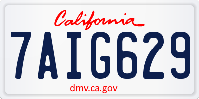 CA license plate 7AIG629