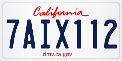CA license plate 7AIX112