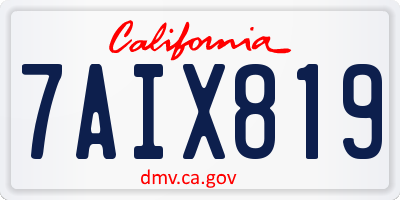 CA license plate 7AIX819