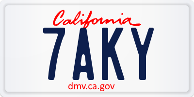 CA license plate 7AKY