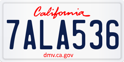 CA license plate 7ALA536