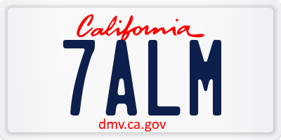 CA license plate 7ALM