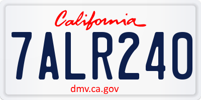 CA license plate 7ALR240