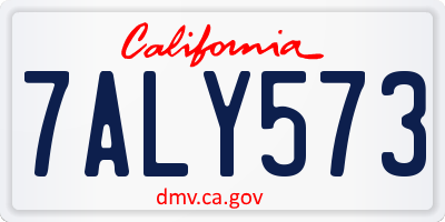 CA license plate 7ALY573