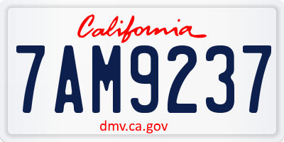 CA license plate 7AM9237