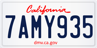 CA license plate 7AMY935