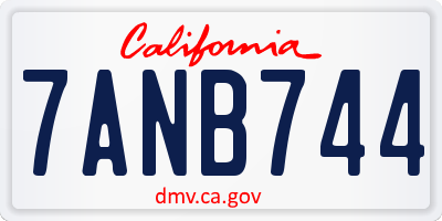 CA license plate 7ANB744