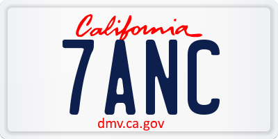 CA license plate 7ANC