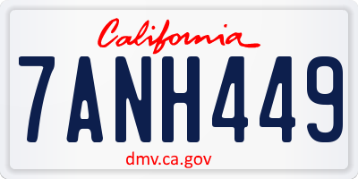 CA license plate 7ANH449