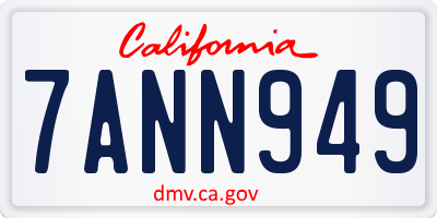CA license plate 7ANN949
