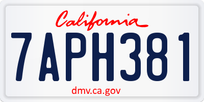 CA license plate 7APH381