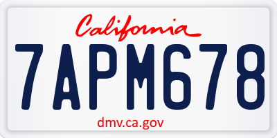 CA license plate 7APM678